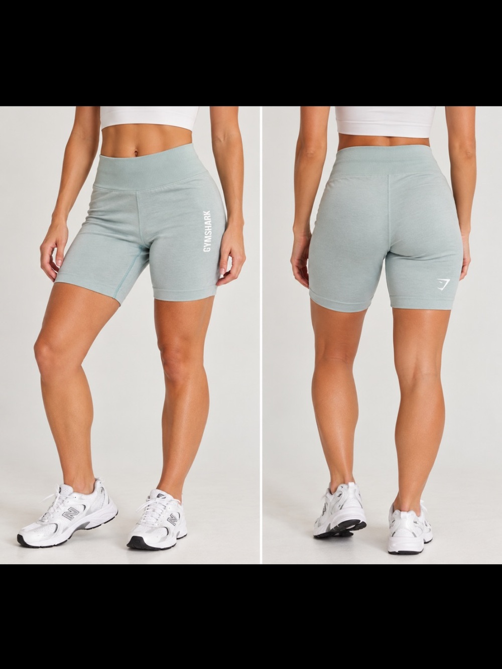 Gymshark Women’s Small Sage Green blue High Waisted Seamless Biker Shorts